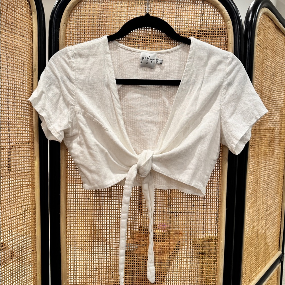 Princess Polly Ivory Tie-Front Crop Top